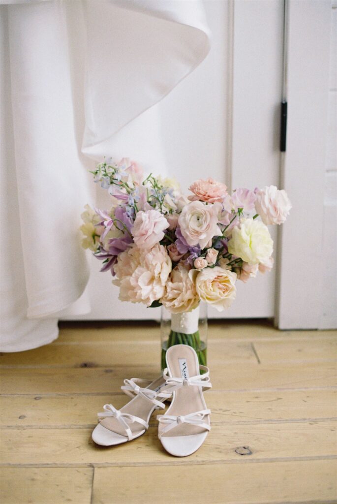 wedding flowers and shoes at Northern Haus in Door County WI